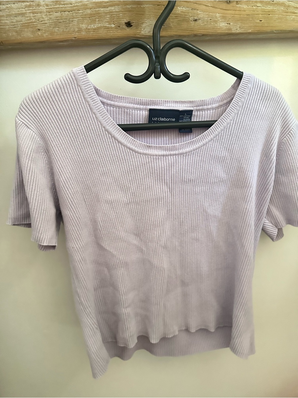 🌸 Soft Girl Minimalist Ribbed Cotton Tee Liz Claiborne Sport Pink Top